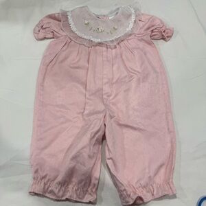 Y2K Baby Togs Charming Pink Kids One Piece with Lace Detail Size 6-9 Months